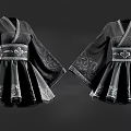 Traditional Black Dresses With Wide Sleeves And Decorative Waist Belt Embroidery Patterns