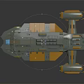 Detailed Sci Fi Spaceship Model Featuring Blue Gray Orange Complex Structure And Components 3d model