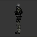 Game And Movie Character In Camouflage Uniform With Helmet Goggles And Tactical Gear