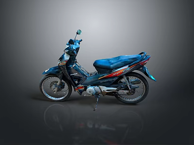 Sleek Blue Commuter Motorcycle With Red Accents Blue Seat And Black Wheels 3d model