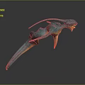 Teal and Orange Fantasy Creature 3D Model With Winged Body And Long Tail
