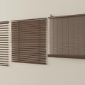Wooden Window Blinds In Different Open Closed Positions Mounted On Wall 3d model