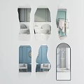 Stylish Modern Mirrors in Home Interior With Blue Walls White Chair and Clothes Rack