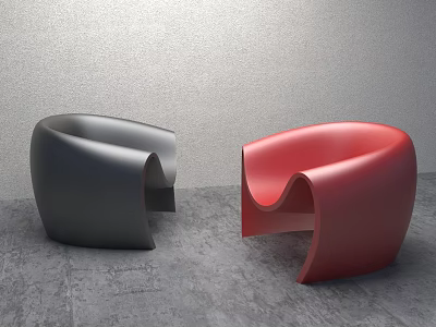 Chair Special-shaped Chair Leisure Chair Black and Red Color Matching 3d model