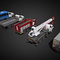 Different Types of Emergency Rescue Vehicles Including Police Car Crane and Fire Truck