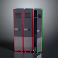 Modern Red And Green Lockers With Ventilation Grilles And Doors Design