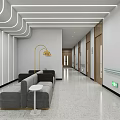 Hospital Outpatient Modern Nurse Station With Reception Desk And Clock