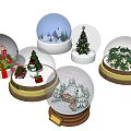 Decorative Snow Globe Ornament Set with Christmas Tree Snowman Candy and Festive Scenes