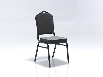 Black Leisure Chair With Simple Design Metal Legs Backrest And Seat Cushion 3d model