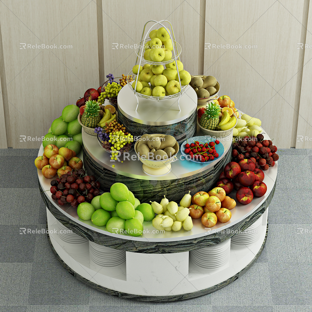 Modern Fruit Apple Pear Banana Grape Pineapple 3d model