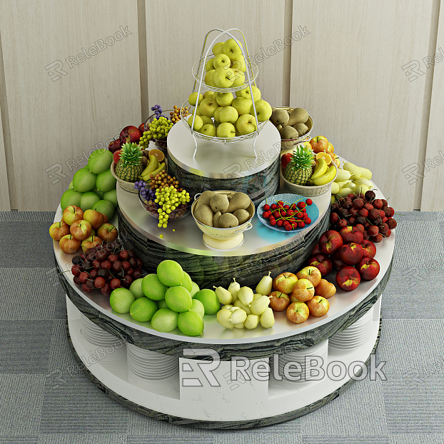 Modern Fruit Apple Pear Banana Grape Pineapple model