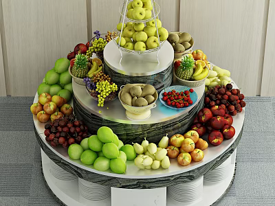 Modern Fruit Apple Pear Banana Grape Pineapple 3d model
