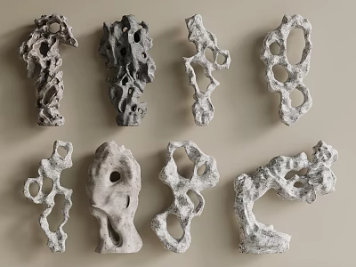 Unique Porous Decorative Stones With Various Shapes And Natural Texture For Home Decor 3d model