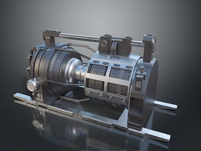 Industrial Mechanical Device With Metal Construction And Multiple Functional Components On Base 3d model