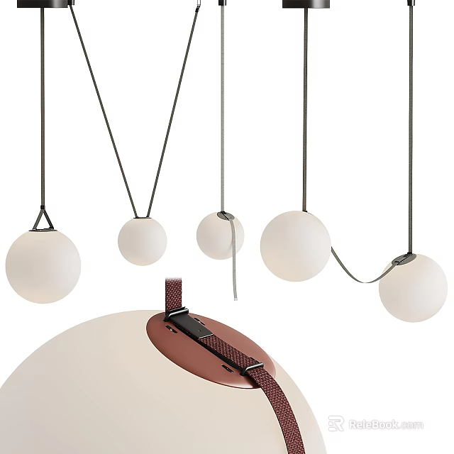 Modern Multiple White Globe Pendant Lights With Stylish Hanging Design For Interior Decor 3d model