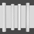Four White Spiral Textured Columns In Modern Minimalist Interior Design