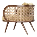 Wooden Rattan Chair Rattan Dining Chair 3d model