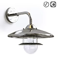 Wall Mounted Outdoor Light With Metallic Silver Finish And Transparent Glass Shade