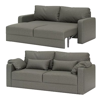 Gray Sectional Sofa With Plush Cushions Upholstered Design For Modern Living Room 3d model