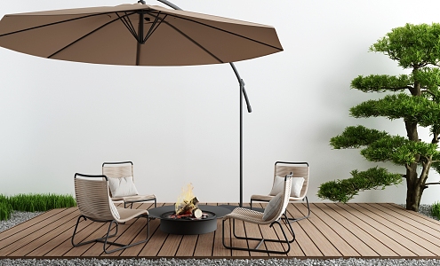 Modern Courtyard Leisure Parasol 3d model