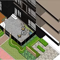 Garden Landscape Design With Wooden Deck Outdoor Dining Table Green Plant Wall And Flower Boxes