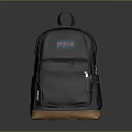 Black JanSport Backpack with Brown Base Front Pocket and Canvas Material 3d model