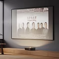 Large Screen Television With Projector Displaying Movie Poster And Characters In Modern Living Room