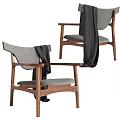 Modern Leisure Chair With Wooden Frame Gray Cushioned Seat And Throws