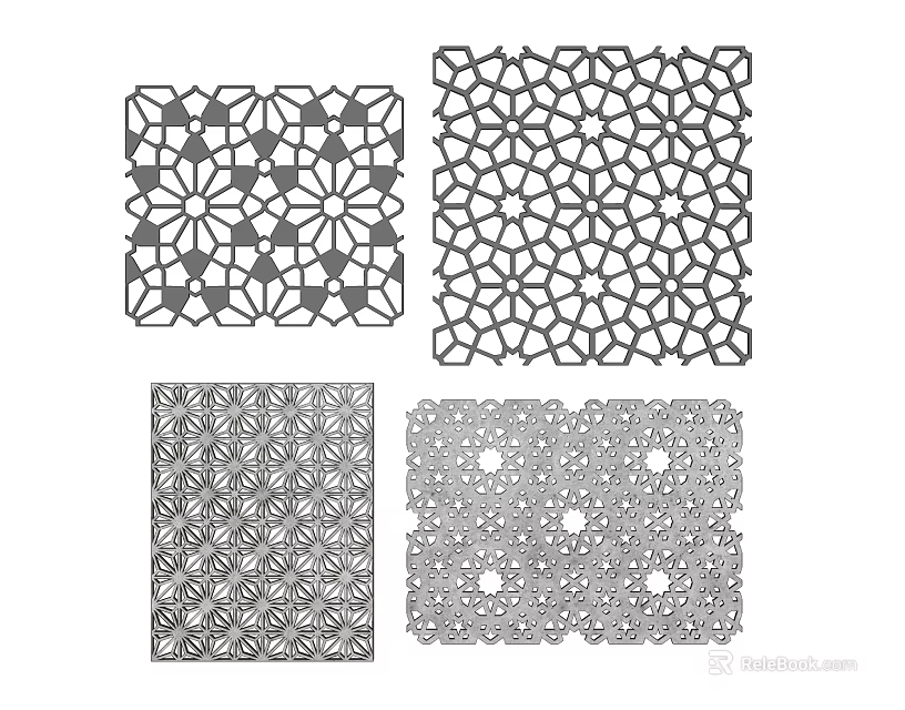 Perforated Wall Decorative Panels With Various Intricate Geometric Patterns For Interior Design 3d model 