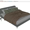 Double bed pillow towel bedding bedside table backrest 3d model