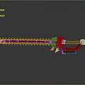 Red And Silver Chainsaw Weapon With Sharp Metal Chain And Black Handle