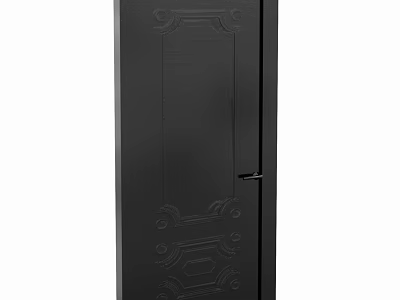 Black Decorative Door With Intricate Carved Patterns For Home Entrance 3d model