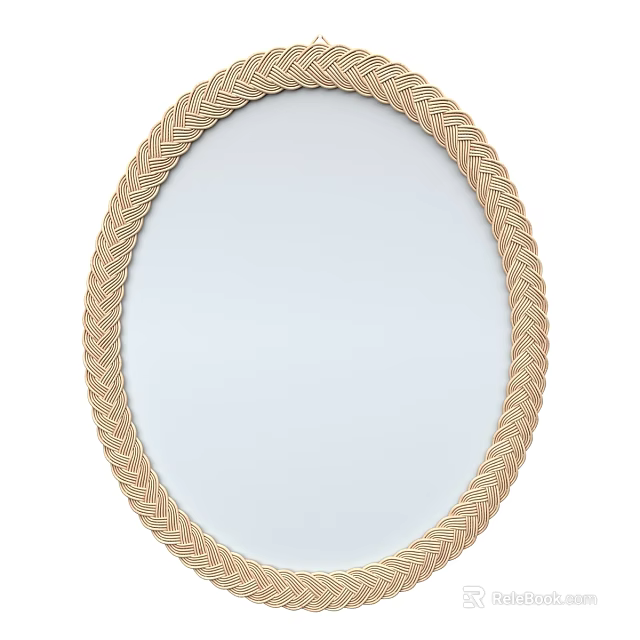 Stylish Oval Wall Mirror With Woven Texture Frame For Home Decor 3d model