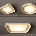 Modern Sleek Ceiling Lights In Square Round And Rectangular Shapes With White Illuminated Design 3d model