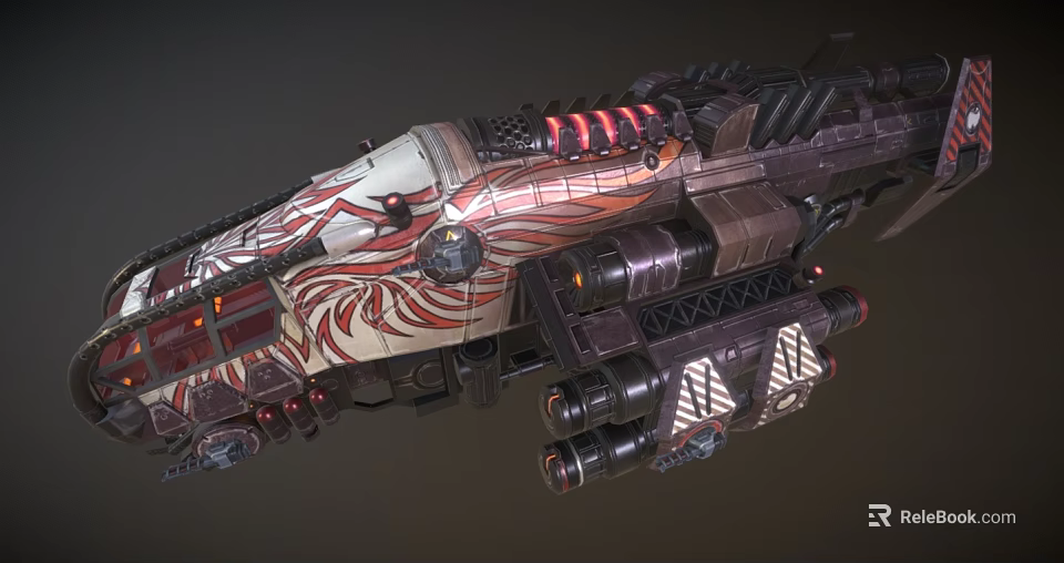 Cosmic Space Exploration Spaceship With Intricate Mechanical Structures And Decorative Patterns 3d model 