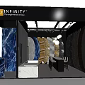 Modern Infinity Exhibition Booth Interior Design With Marble Texture Walls And Lighting 3d model