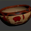 Artistic Hand Painted Tableware Set Featuring Red Rim Orange Body And Black Dots