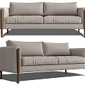 Nordic Double Sofa Fabric Double Sofa 3d model