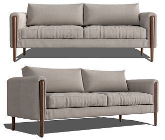 Nordic Double Sofa Fabric Double Sofa 3d model