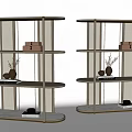 Modern Open Shelf Bookcase With Curved Wooden Frame Books Vases And Decorative Items