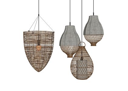 Southeast Asia chandelier rattan chandelier 3d model