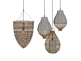 Southeast Asia chandelier rattan chandelier 3d model