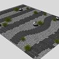 Stepping Stone Path Design With Stone Slabs Gravel And Small Plants