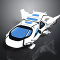 Futuristic White Car Model With Blue Accents And Sleek Aerodynamic Design