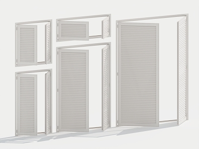 Louver shutter doors and windows 3d model