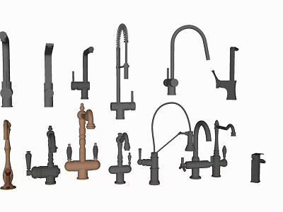 Various Modern Faucet Designs For Kitchen And Bathroom Decor 3d model