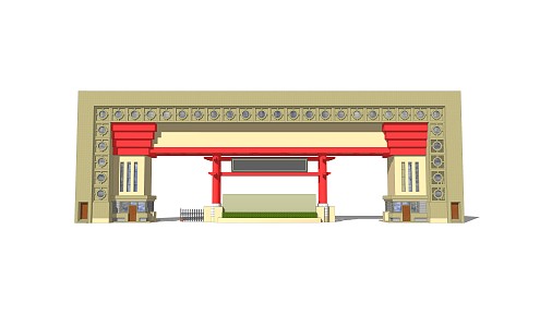 New Chinese-style Gate Entrance 3d model