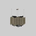 Elegant Modern Layered Chandelier With Beige And Black Fringe Curved Design