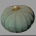 Fresh Green Striped Round Pumpkin With Vibrant Color And Brown Stem