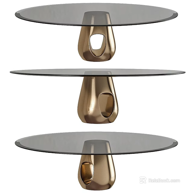 Modern Round Glass Tables With Gold Base For Home Interior Decor 3d model